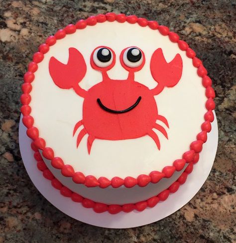 Crab Cake Design, Crab Themed Cake, Crab Birthday Cake, Crab Birthday Cakes, Crab Party, Underwater Birthday, 4th Birthday Cakes, Spongebob Birthday, Crab Cake