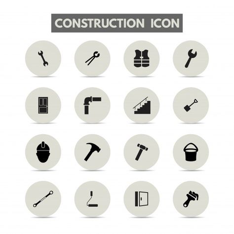 Construction icons Free Vector | Free Vector #Freepik #freevector #man #brush #construction #truck Construction Symbols, Construction Icon, Cement Home, Graphic Symbols, House Truck, Construction Branding, Industrial Building, Logo Material, Vector Free Download