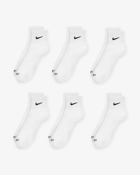 Nike Everyday Plus Cushioned Training Ankle Socks (6 Pairs). Nike.com Nike Socks Aesthetic, Nike Socks Women, Nike Ankle Socks, Nike Shocks, White Nike Socks, Socks Aesthetic, Barbie Doll Set, Bf Gifts, Nike Socks