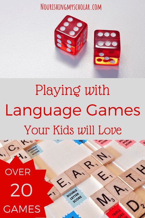 Playing with Language Games Your Kids will Love: Games are a great way for our kids to work on their language arts skills. Playing language games help kids with literacy, oral language, grammar, spelling, and vocabulary skills. Plus they are tons of fun and a great addition to our language arts curriculum. #BraveWriter #LanguageArts #BraveWriterLifestyle #Games #Gamesforkids via @preciouskitty23 Language Games For Kids, Language Arts Games, Language Games, Vocabulary Games, Teaching Language Arts, Homeschool Learning, Homeschool Lesson, Education Humor, Art Curriculum