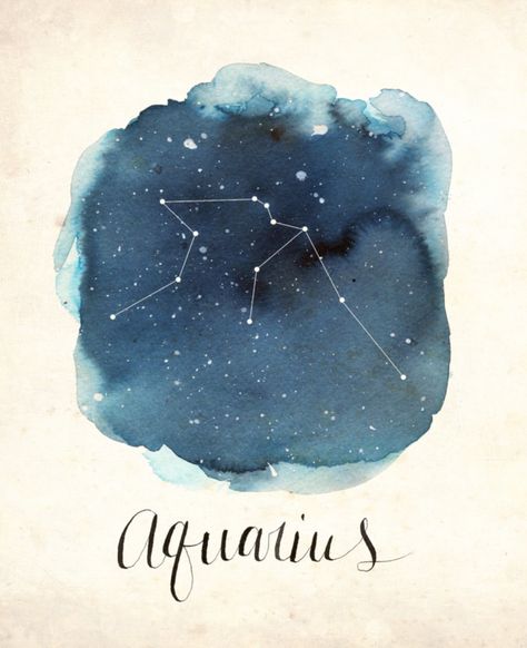 Aquarius Constellation Constellation Tattoos, Calligraphy Painting, Watercolor Inspiration, Watercolor Background, Art Paint, 그림 그리기, Original Watercolor Painting, Drawing Inspiration, Art Diy