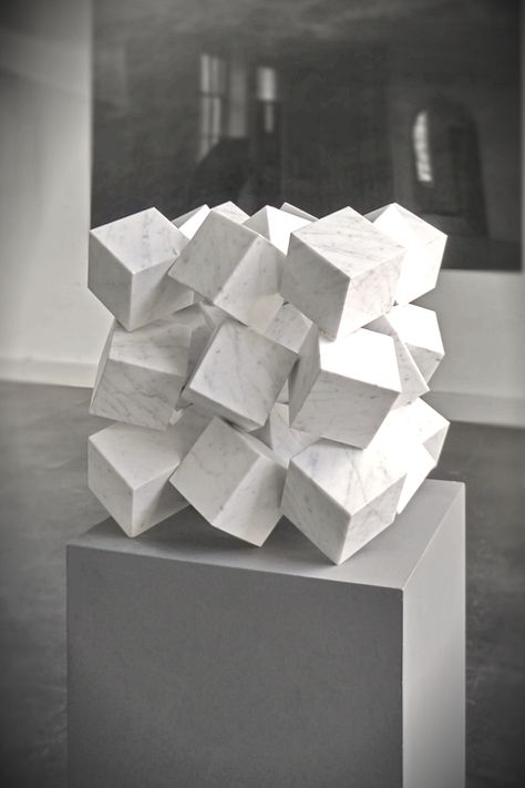 KLAAS VERMASS cubes sculpture - Geometric                                                                                                                                                      More Cubes Sculpture, Cubic Sculpture, Geometrical Sculpture, Geometry Sculpture, Cube Sculpture, Cubes Architecture, Sculpture Geometric, Cube Decor, Paper Cube