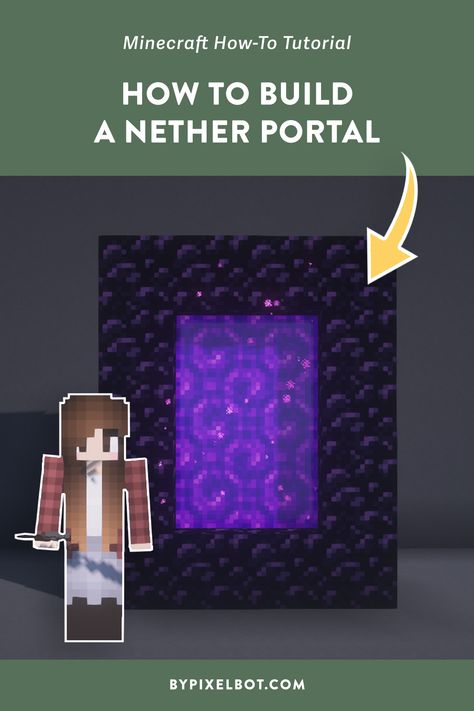 Minecraft: How to Build a Basic Nether Portal How To Build A Nether Portal, How To Make A Nether Portal In Minecraft, Nether Portal Design, Minecraft Portal, Portal Design, Minecraft Buildings, Minecraft Houses, Keep In Mind, Portal