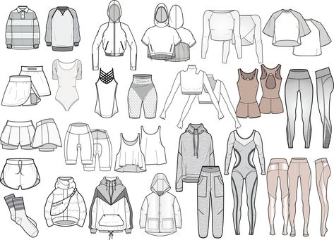 Sportswear Fashion Illustration, Active Wear Fashion Illustration, Sports Wear Fashion Illustration, Active Wear Fashion, Sports Fashion Design, Sports Wear Fashion, Ed Design, Type Illustration, Flat Sketches