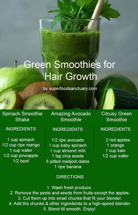 In this post, I want to share with you 3 green smoothies for hair loss to restore thinning hair and promote hair growth! Enjoy! #VeggieBurgerBar Smoothies For Hair Growth, Hair Growth Smoothie Recipes, Green Shakes, Promote Hair Growth, Juicer Recipes, Spinach Smoothie, Green Smoothies, Healthy Drinks Recipes, Smoothie Ingredients