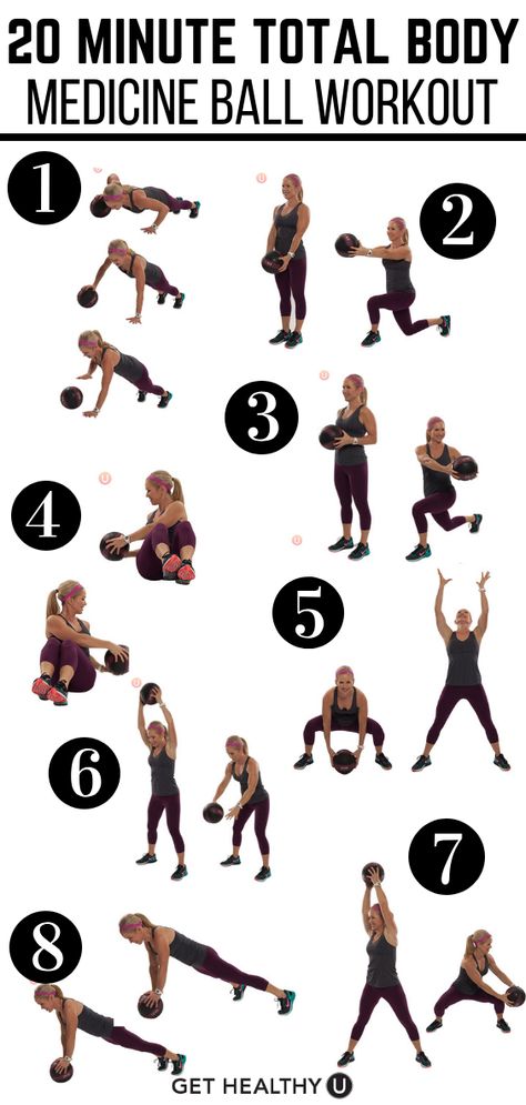 In need of a fresh twist on your fitness routine? Try this 20-minute medicine ball workout for a total body blast! #medicineball #workout #totalbodyworkout #gethealthyu Weighted Exercise Ball Workout, Workout With Ball Weights, Ab Workouts With Medicine Ball, Weight Ball Exercises For Beginners, Workouts With Weighted Balls, Ab Workout Medicine Ball, Full Body Medicine Ball Workout, Ab Exercises With Medicine Ball, Med Ball Slams Workout