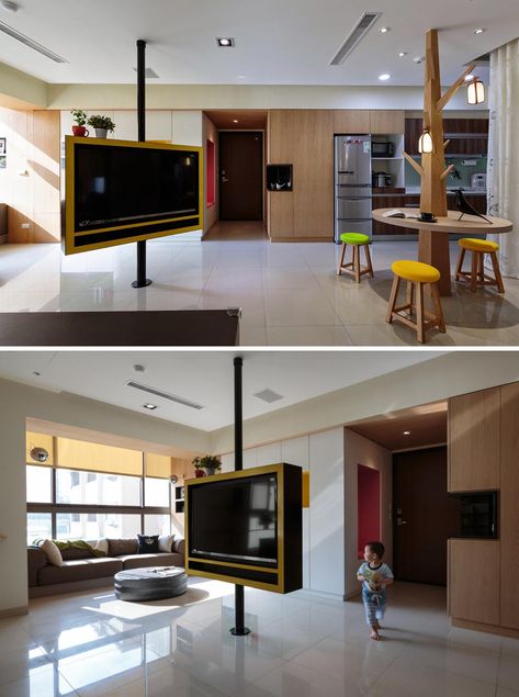 Rotating Tv, Office Cabin Design, Plan Apartment, Open Plan Apartment, Modern Tv Unit Designs, Tv Unit Interior Design, Tv Board, Lobby Interior, Luxury Bedroom Master