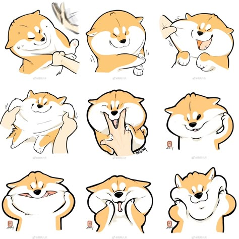 Chibi Dog Poses, Cute Shiba Inu Drawing, Shiba Inu Cartoon, Bear Character Design, Chibi Dog, Ilustrasi Dan Poster, Animal Doodles, Book Illustration Art, Funny Doodles