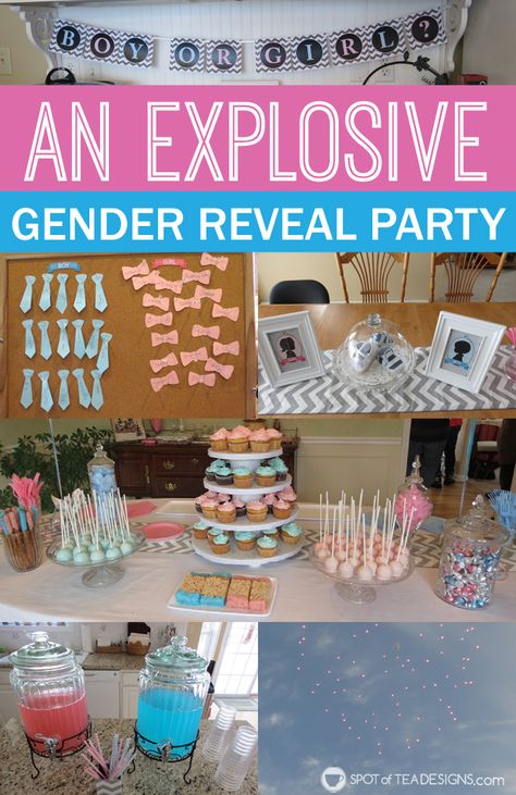 See one cute blue and pink gender reveal that literally ended with a bang of pink fireworks! Firework Gender Reveal Party, Blue And Pink Gender Reveal, Firework Gender Reveal, Glitter Gender Reveal, Pink Fireworks, Baby Shower Fruit, Winter Baby Shower Themes, Henry Lee, Baby Reveal Party