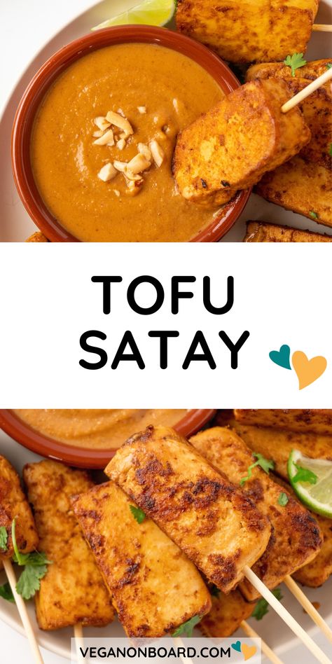 Tofu satay is a Thai-inspired, flavourful and delicious vegan dish that can be made with just a few ingredients. It's protein-packed, versatile and fun to eat with its peanut dipping sauce! A delightful meal for sharing with your loved ones. 4 Ingredient Vegetarian Recipes, Yummy Tofu Recipes, Vegetarian Bbq Recipes, Summer Vegan Meals, Thai Vegetarian Recipes, Vegan Summer Dinner, Summer Vegan Recipes, Grilled Tofu Recipes, Tofu Snack