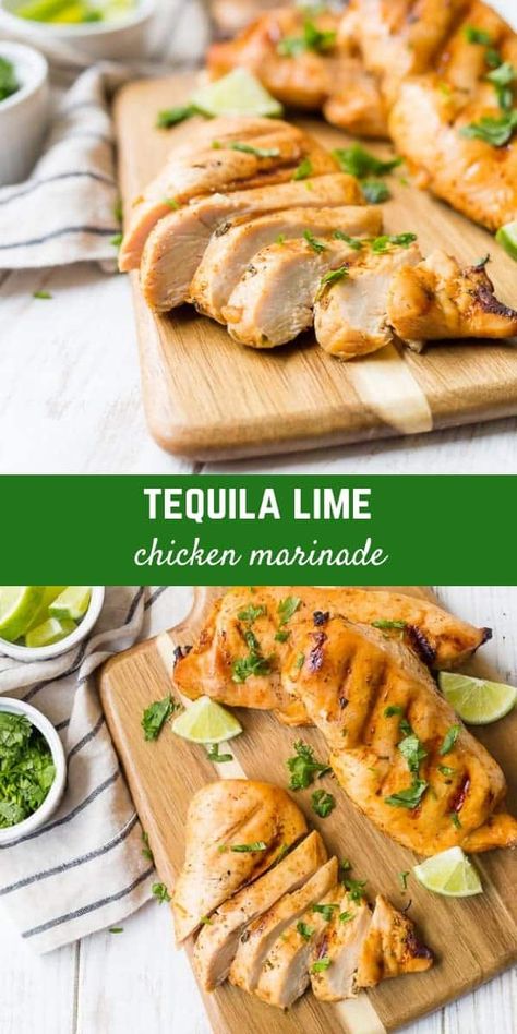 This zesty and flavorful tequila lime chicken marinade is reminiscent of a margarita and perfect for making grilled chicken for fajitas. You're going to love it! Chicken For Fajitas, Lime Chicken Marinade, Honey Mustard Chicken Marinade, Balsamic Chicken Marinades, Lime Marinade For Chicken, Tequila Lime Chicken, Chicken Marinade Recipes, Top Chicken Recipes, Chicken Marinade