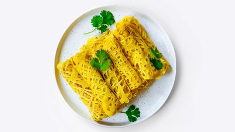 How to Make Roti Jala, a Lacy Malaysian Crepe, From Flour, Egg, and Coconut Milk | Bon Appétit Making Roti, Malaysian Chicken Curry, Malaysian Chicken, Roti Jala, Puding Roti, Kari Ayam, Pembuat Roti, Savory Crepes, Crepe Recipes