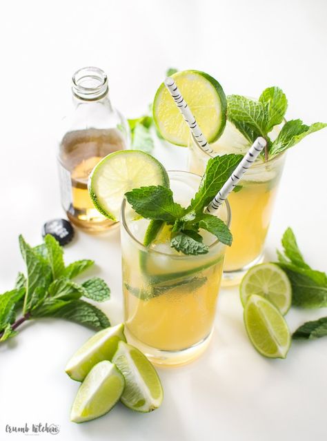 Ginger Beer Mojito Best Mocktail Recipe, Fruity Summer Drinks, Beer Cocktail Recipes, Summer Drinks Alcohol, Cocktail Party Food, Refreshing Drinks Recipes, Mojito Recipe, Best Cocktail Recipes, Rum Drinks