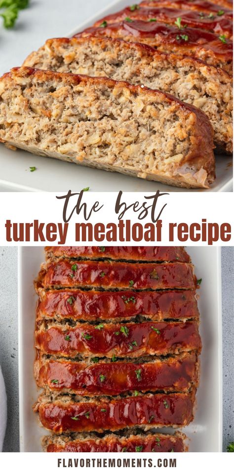 BBQ Turkey Meatloaf is juicy, flavorful ground turkey meatloaf with the goodness of rolled oats and tangy homemade barbecue sauce! #meatloaf #dinnerrecipes #glutenfree #groundturkey Meatloaf With Oats, Ground Turkey Meatloaf Recipes, Bbq Turkey Meatloaf, Meatloaf With Bbq Sauce, Meatloaf With Oatmeal, Easy Turkey Meatloaf, Turkey Meatloaf Healthy, Ground Turkey Meatloaf, Turkey Meatloaf Recipe