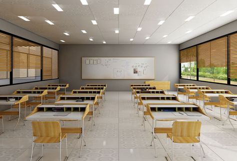 Classroom Interior, College Architecture, School Building Design, Plank Ceiling, Modern Classroom, School Interior, High School Classroom, Education Architecture, School Building