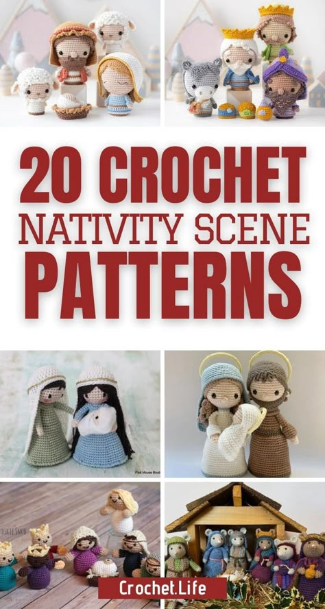 Crochet Nativity Wreath Free Pattern, Crochet Manger Nativity Sets Free, Christmas Crochet Nativity, Crochet Manger Nativity Sets, Nativity Amigurumi Free Pattern, Crochet Amigurumi Nativity Free Pattern, Crochet Nativity Set Pattern, Crochet Nativity Ornament, Crocheted Nativity Free Pattern