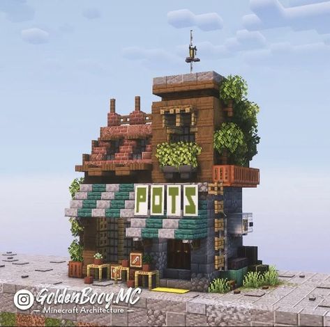 Minecraft Big Building Ideas, Minecraft Big Builds, Big Minecraft House, Minecraft Houses Modern, Minecraft Stores, Big Minecraft Houses, Mc House, Minecraft Town, Minecraft Shops