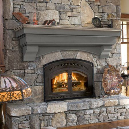 Cottage Fireplace, Interior Unique, Fireplace Mantel Shelf, Fireplace Shelves, Brick Fireplace Makeover, Fireplace Mantel Decor, Rock Fireplaces, Farmhouse Fireplace, Rustic Fireplaces