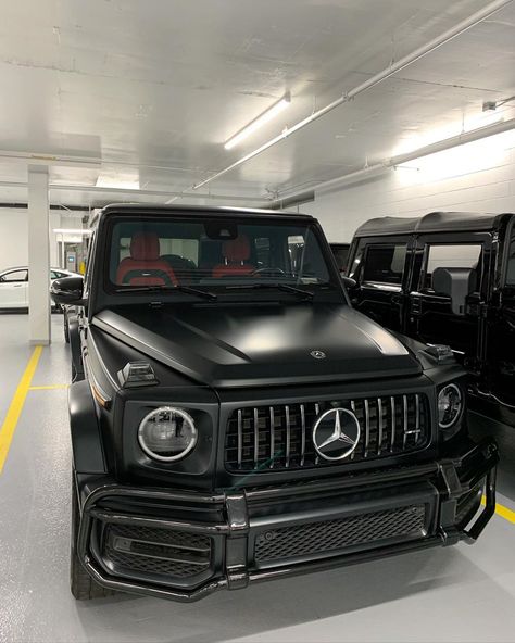 The one and only all new G63 ///AMG in Matte Black on Red leather interior. Contact us for more information. #holandleasing… G Wagon Matte Black, Mercedes G Wagon Interior, Jeep Luxury, G Wagon Interior, G Wagon Amg, Black G Wagon, Prom Car, Matte Black Cars, Black Mercedes Benz