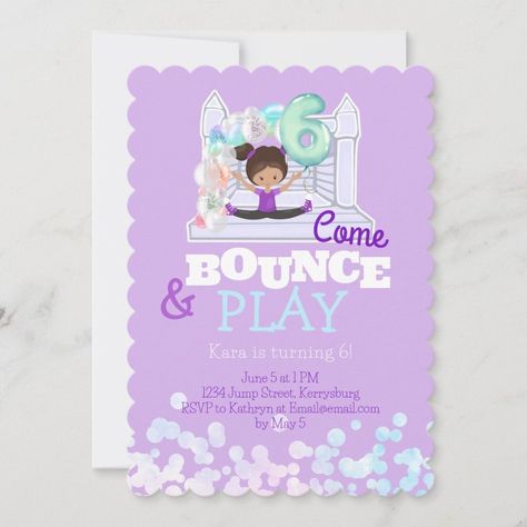 Bounce House Jump Play Sixth Birthday Invitation Zazzle Bounce House Party Invitations, Sixth Birthday, Fifth Birthday, Watercolor Elements, Bounce House, 3rd Birthday, Birthday Theme, Matching Items, Birthday Party Invitations