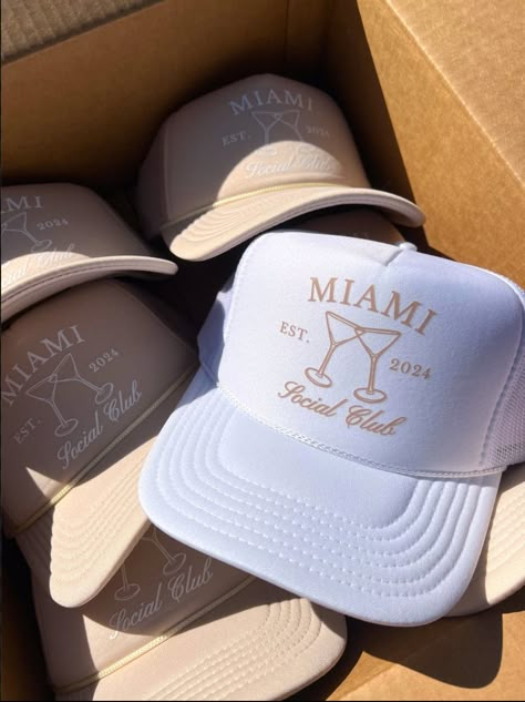 customize it to make it perfectly fit to your bachelorette party! If you have a certain theme or inspo feel free to message us to get started!  Ships within 7 days! Bachelorette Custom Ideas, Bachelorette In Miami, Bachelorette Hats Trucker, Bachelorette Trucker Hat Ideas, Cruise Bachelorette Theme, Trucker Hat Bachelorette Party, Coastal Bachelorette Party Theme, Bachelorette Trucker Hats, Bachelorette Party Ideas Beach