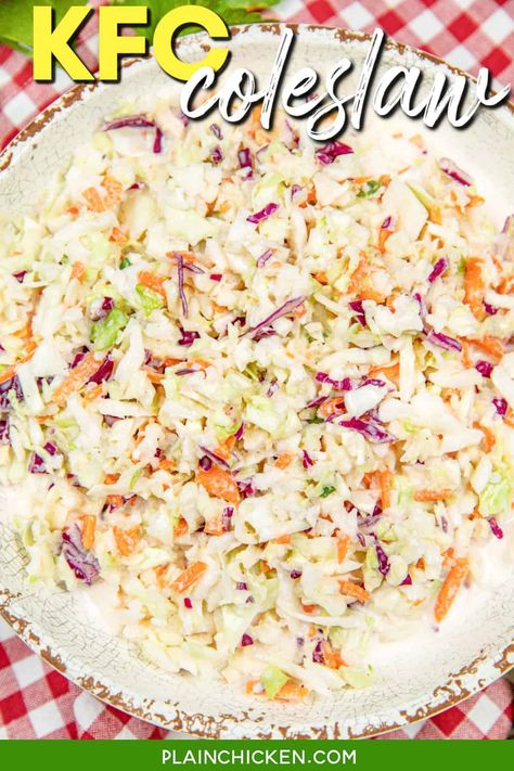 Kfc Coleslaw Dressing Recipe, Coke Slaw, Sweet Coleslaw Dressing, Kfc Coleslaw Recipe Copycat, Copycat Kfc Coleslaw Recipe, Creamy Coleslaw Recipe, Coleslaw Kfc Copycat, Kentucky Fried Chicken Coleslaw Recipe, Cole Slaw Kfc