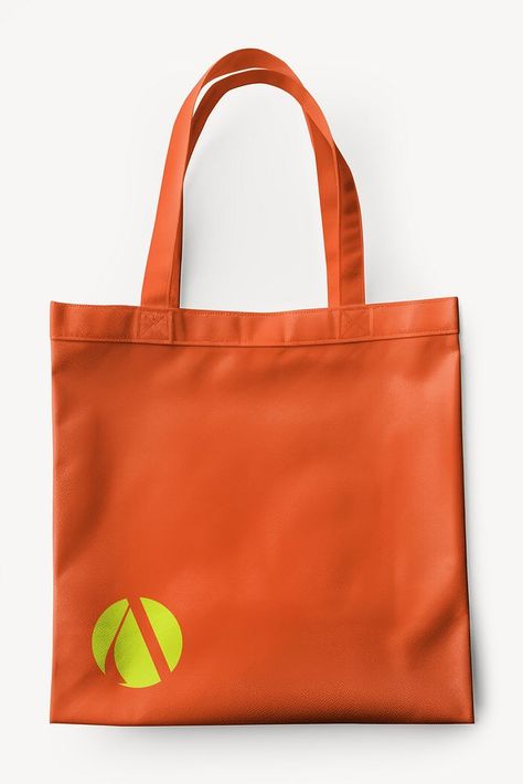 Computer Mockup, Aesthetic Mockup, Tote Bag Mockup, Apparel Mockup, Orange Tote Bags, Custom Brand Design, Creative Fabric, Professional Branding, Simple Tote