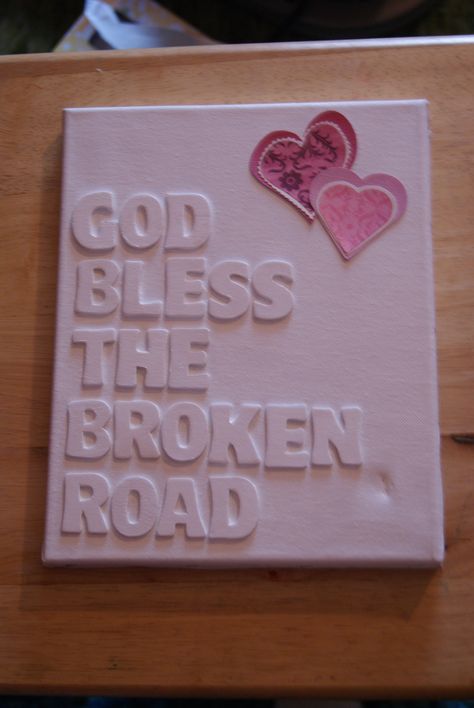 My first attempt at the wooden letters on canvas art. Letters On Canvas, Bless The Broken Road, Homemade Signs, Canvas Letters, Pinterest Projects, Cute Room Decor, House Room, Wooden Letters, Letter Art