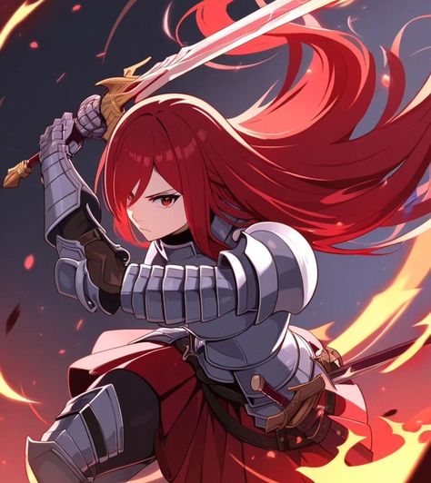 Ezra Scarlet Fanart, Ezra Fairy Tail, Erza Armor, Erza Scarlet Pfp, Erza Scarlet Fanart, Ezra Scarlet, Crimson Hair, Erza Scarlett, Books 2024