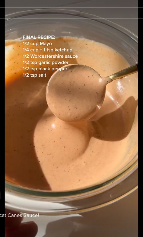 How To Make Yum Yum Sauce At Home, How To Make Chick Fil A Sauce, Easy Foods To Make At Home, Canes Sauce, Homemade Cookbook, Homemade Sauce Recipes, Lunch Food, Tasty Recipes Videos, Pepper Salt