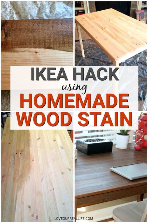 Ikea Wood Stain, Homemade Wood Stains, Organization On A Budget, Restoration Hardware Look, Renters Decorating, Ikea Wood, Ikea Table, Inexpensive Home Decor, Perfect House