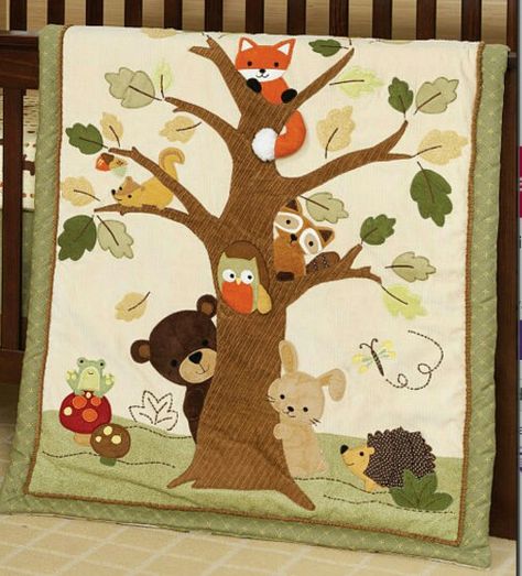 Raccoon Quilt, Woodland Baby Quilt, Animal Baby Quilt, Boys Quilt Patterns, Drunkards Path Quilt, Baby Crib Sets, Lambs & Ivy, Baby Crib Bedding Sets, Baby Quilt Patterns