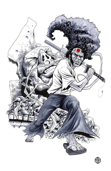 Afro Samurai - Afro by BrettBarkley on DeviantArt Afro Samurai Tattoo, Black Samurai, Samurai Wallpaper, Afro Samurai, Military Drawings, Retro Gaming Art, Black Cartoon Characters, Samurai Tattoo, Afrocentric Art