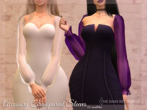 The Sims Resource - Accessory Transparent Sleeves Sun And Moon Dress, Transparent Sleeves, Sims 4 Game Mods, Big Sleeves, Moon Dress, Sheer Clothing, Fishnet Dress, Transparent Dress, Lace Accessories