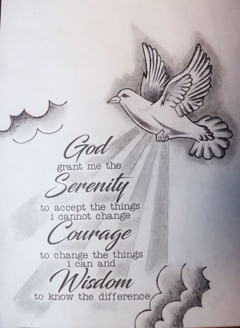 Trust God Tattoo Stencil, Dove Tattoo Stencil, Heavenly Tattoos, Rip Drawing Ideas, God Grant Me The Serenity Tattoo Women, God Grant Me The Serenity Tattoo Forearm, God Grant Me The Serenity Tattoo Stencil, Grant Me The Serenity Tattoo, If You Want Peace Prepare Tattoo