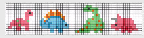 Pixel Art Grid Dinosaur, Chevron Pixel Art, Dinosaur Grid Pattern, Alpha Patterns Dinosaur, Dino Cross Stitch Pattern, Pixel Art Pattern Dinosaur, Tiny Alpha Pattern, Perler Dinosaur, Dinosaur Alpha Pattern