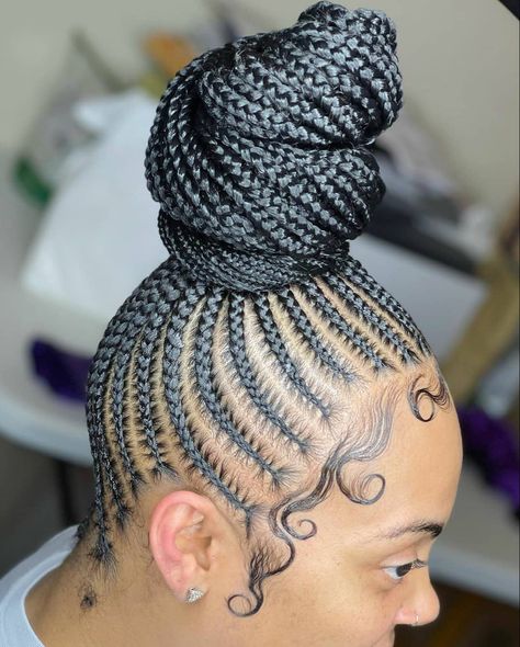 Shuku Styles, African Braided Hairstyles, Ghana Weaving Styles, Cornrow Updo Hairstyles, Pineapple Hairstyle, Weaving Styles, Cornrow Ponytail, Cornrows Braids For Black Women, Ghana Weaving