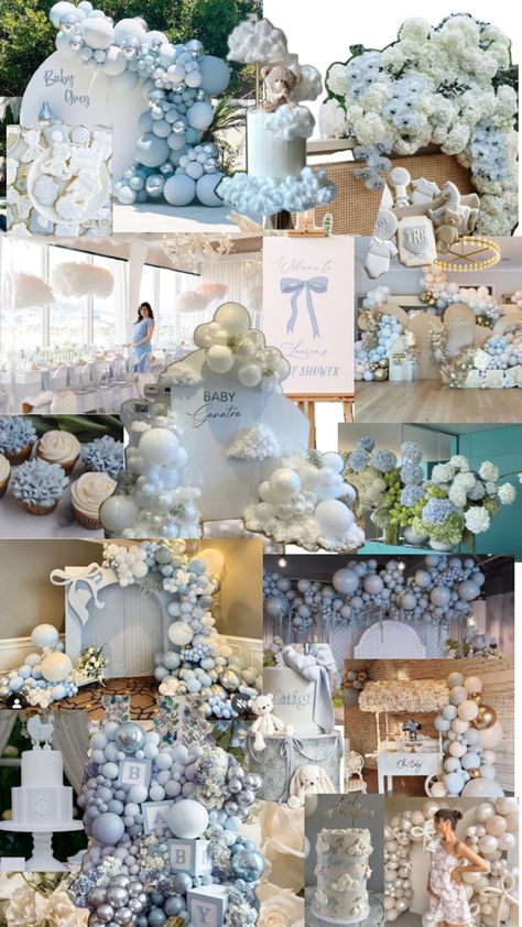 Cloud Baby Shower Theme, Blue Baby Shower Decorations, Gender Reveal Baby Shower Themes, Winter Baby Shower Themes, Candy Land Decorations, Beach Baby Showers, Classy Baby Shower, First Communion Decorations, Christmas Tree Candy