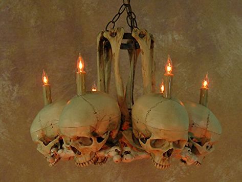 Skull Chandelier, Halloween Chandelier, Dead Can Dance, Seasonal Wall Decor, Hip Bone, Human Skeleton, Wall Outlet, Metal Chandelier, Circular Pattern