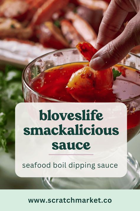 Spice up your seafood dishes with Bloves Smackalicious seafood boil sauce! This delectable dipping sauce, crafted by YouTube star BlovesLife, is a perfect complement to fish, shrimp and crab. Seafood Dipping Sauce, Seafood Sauce Recipe, Seafood Boil Sauce, Condiments Recipes, Vinegar Chicken, Lobster Recipes Tail, Seafood Sauce, Boiled Food, Dipping Sauces Recipes