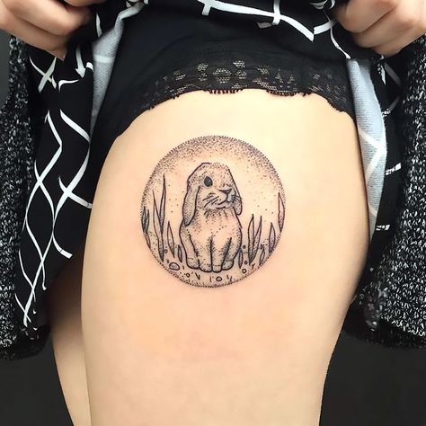 A great tattoo of a rabbit in circle rendered in dotwork style. Bunny Tattoo, Baby Tattoo Designs, Rabbit Tattoo, Bunny Tattoos, Wild Tattoo, Rabbit Tattoos, Tattoo Magazines, Badass Tattoos, Baby Tattoos