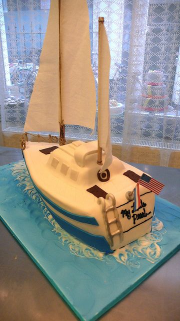 3D Sail Boat Cake by CAKE Amsterdam - Cakes by ZOBOT, via Flickr Yacht Cake, Sail Boat Cake, Sailing Cake, Sailboat Cake, Fisherman Cake, Boat Cake, Nautical Cake, Narrow Boat, Cake Templates