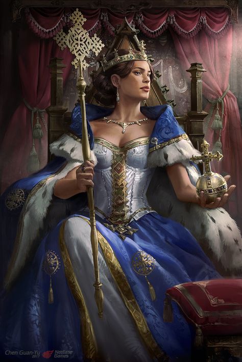 ArtStation - Queen Eleni, Guan Yu chen Fantasy Queen, Legend Of The Cryptids, Fantasy People, Heroic Fantasy, Queen Art, Arte Fantasy, 판타지 아트, Medieval Fantasy, Drawing Base