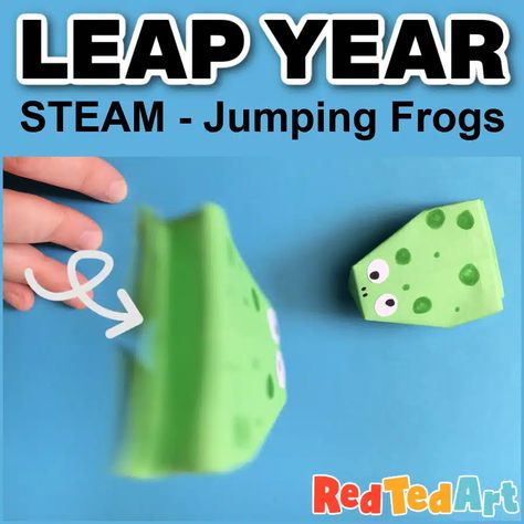 Leap Year Jumping Frog Activity - Red Ted Art - Kids Crafts Frog Activity, Frog Project, Stem Activities Kindergarten, Frog Activities, Frog Games, Steam Activity, Origami Frog, Spring Halloween, Jumping Frog