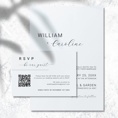 Rsvp Wedding Cards Qr Code, Wedding Invitations With Qr Code, Simple Minimal Wedding, Rsvp Qr Code, Wedding Qr Code, Minimal Typography, Wedding Script, Script Wedding Invitations, Typography Wedding