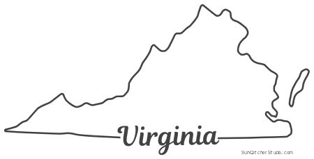 Virginia - Map Outline, Printable State, Shape, Stencil, Pattern West Virginia State Outline, Virginia Map Art, Virginia State Outline, State Silhouettes, Virginia Tattoo, Nautical Sleeve, State Tattoos, Virginia Map, Fake Rock