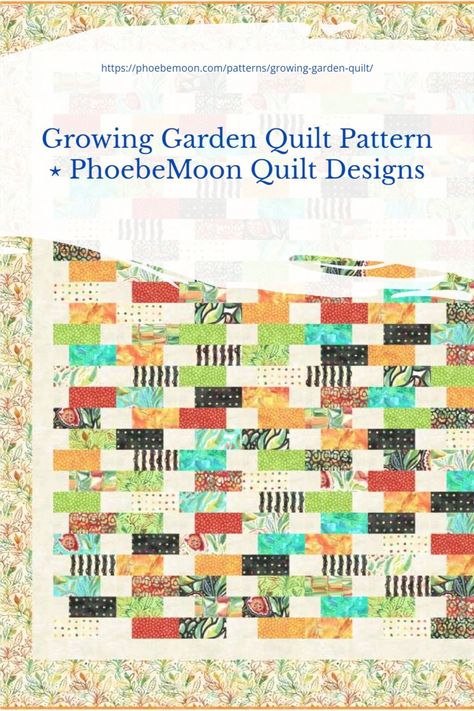 The Growing Garden Quilt represents a garden that explodes with color as it grows! An easy quilt for scraps, or coordinate it with Northcott 10″ tiles. Finishing at about 55 x 67, this quilt is fast, easy, and full of summer fun. Skill level: beginner. For more like this, search #scrapdash Beginner Quilts, 10 Layer Cake, Garden Quilt Pattern, Lap Quilt Size, Moon Quilt, Growing Garden, Lap Quilt Patterns, Growing Gardens, Fat Quarter Quilt