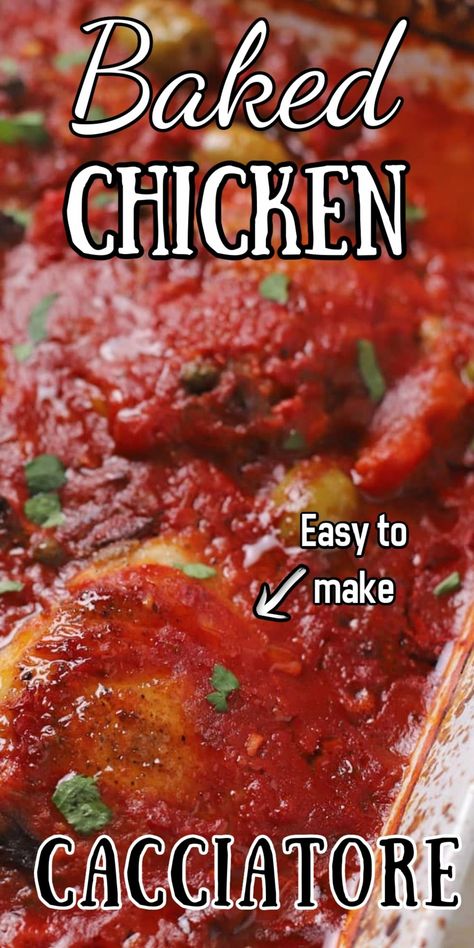 Oven Baked Chicken Cacciatore, Chicken Cacciatore Casserole, Easy Chicken Catchatori Recipe, Easy Chicken Cacciatore Recipe, Baked Chicken Cacciatore Oven, Cut Up Chicken Recipes, Chicken Cacciatore Recipe Easy, Chicken Catchatori Recipe, Baked Chicken Legs Recipes