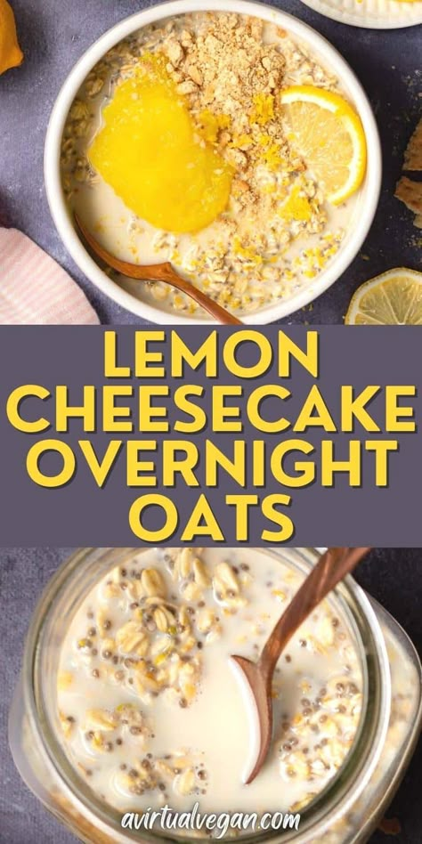 Chilled, creamy Lemon Cheesecake Overnight Oats are quick and easy to make with no cooking involved. Perfect to enjoy at home or on the go! Cheesecake Overnight Oats, Quick Breakfast Ideas, Overnight Oats Recipe Easy, Best Overnight Oats Recipe, Oat Recipes Healthy, Overnight Oats Recipe Healthy, Overnight Oats Healthy, Overnight Oatmeal, No Cooking