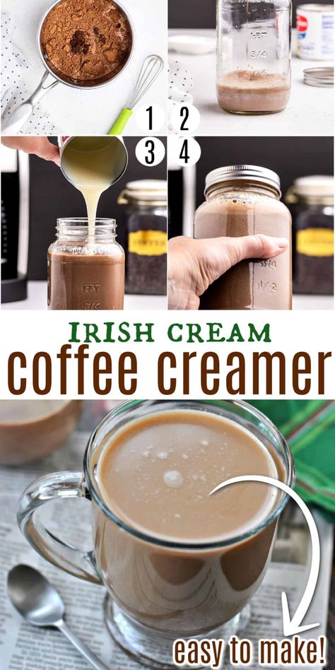 Irish Coffee Creamer Recipe, Irish Cream Coffee Creamer, Flavored Coffee Creamer Recipes, Homemade Coffee Creamer Recipe, Diy Coffee Creamer, Homemade Irish Cream, Irish Cream Coffee, French Vanilla Creamer, Vanilla Coffee Creamer